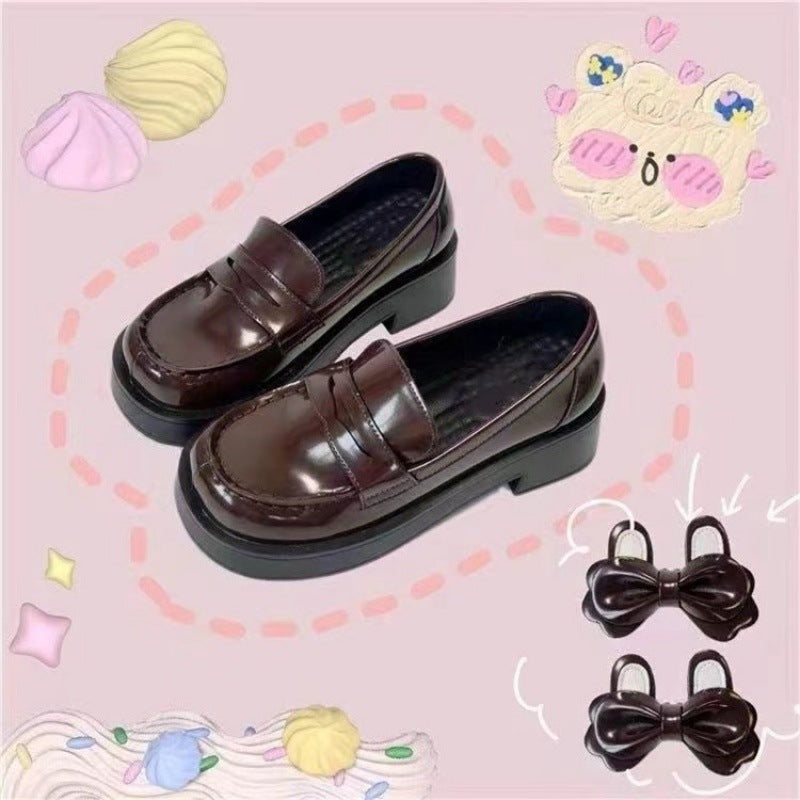 Uniform Shoes JK Japanese Small Leather Shoes School for Round-toed Loafers Students Low Heel Thick Heel British Academy Style