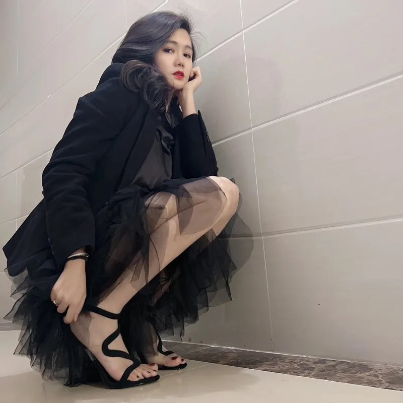Ingvn  Sandals for Woman Zip Footwear Sexy Clear Summer  Stripper Women's Shoes Transparent Black Thin Heels Stiletto Sale Sandal H