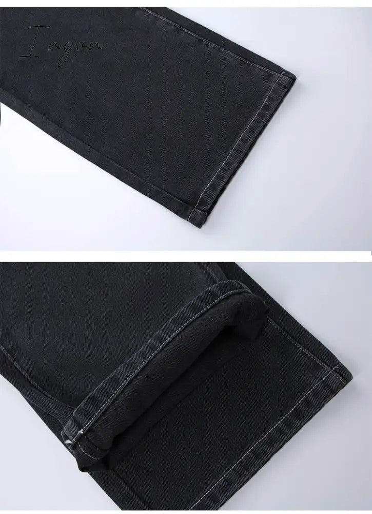 Ingvn - Hot Sell Quality Low Waist Jeans Women Baggy Jeans 2023 New Fashion Straight Leg Pants Y2k Denim Trousers Vintage Loose Blue Washed Mom Jeans