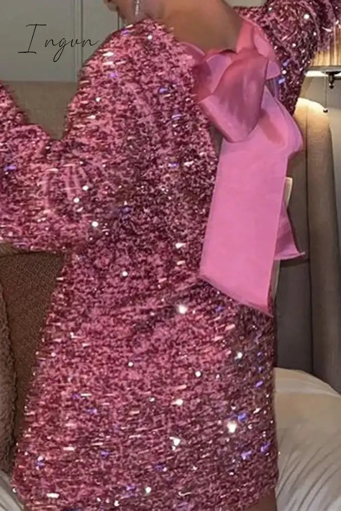 Ingvn - Sexy Party Solid Sequins With Bow O Neck Princess Dresses