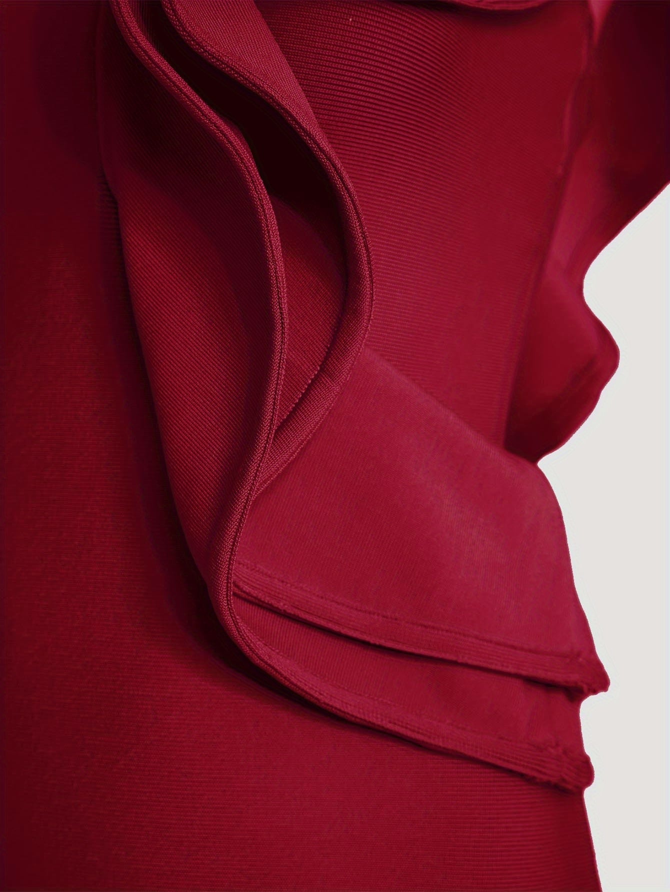 One Shoulder Ruffle Dress Side Split Bodycon Bandage Dress Wedding Guest Dress