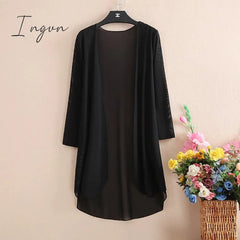 Ingvn - Women's Cardigans Outdoor Street Dailywear Spring Fall Long Cardigans Regular Fit Breathable Lightweight Simple Casual Cardigans Long Sleeve Solid Color Pure Color Slim Fit Black White Wine