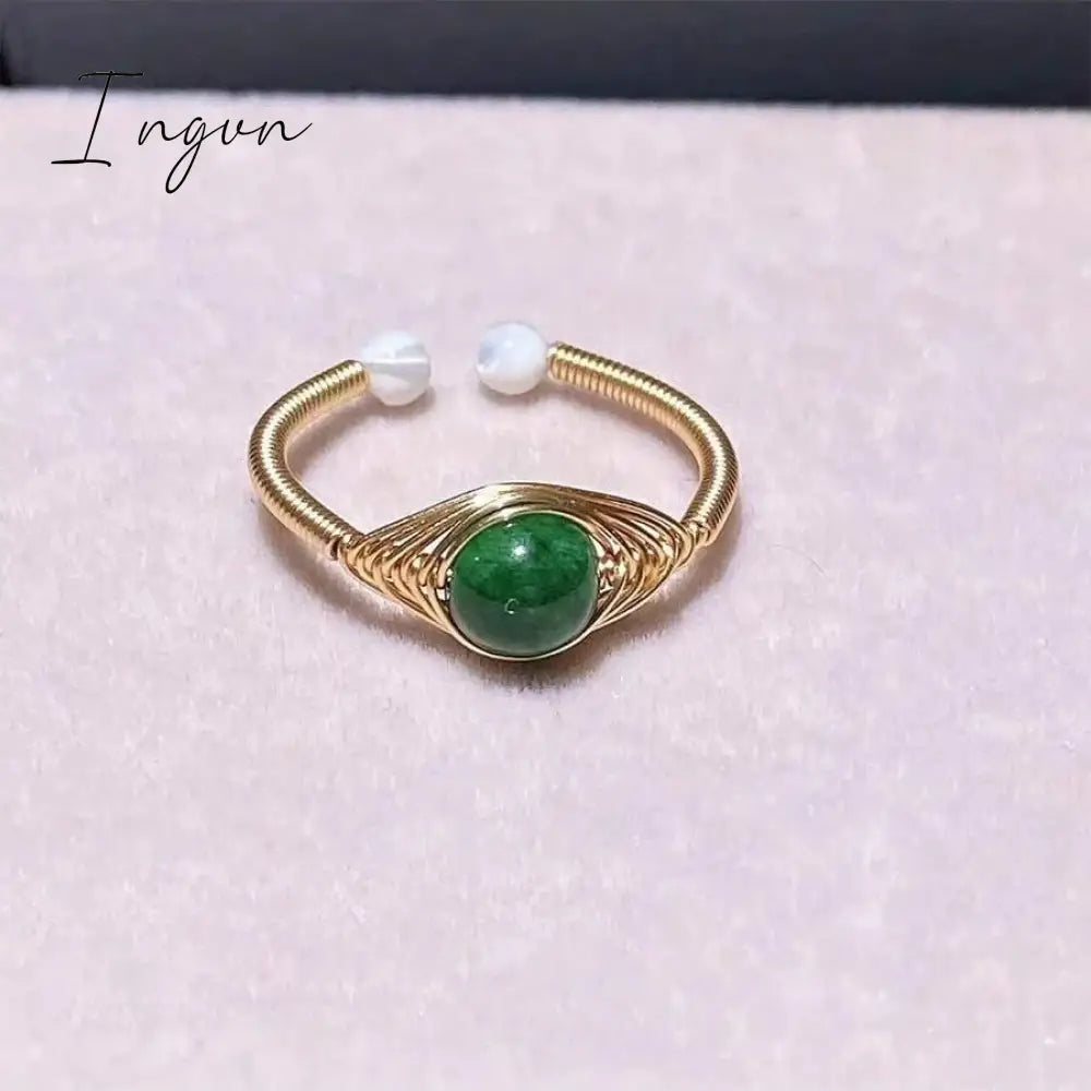 New Fashion Simple Amethyst Natural Stone Opening Ring for Women Exquisite Copper Ring Elegant Niche Design Party Jewelry