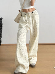 Polka Dot Wide Leg Drawstring Pants