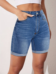 Womens Ultra-Stretch Bermuda Denim Shorts - Classic Slim Fit, Fashionable & Versatile Jean Shorts for Effortless Summer Style