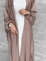 Ingvn - 2023 Summer Puff Sleeve Muslim  Abaya Women Dress Elegant Modest Morocco Party Long Dress Islamic Turkey Dubai Eid Ramadan Jubah Robe