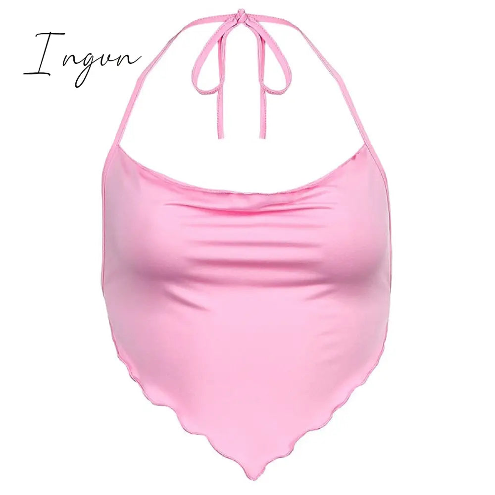 Ingvn - 80s fashion 21 Style Sexy Vintage Strappy Y2K Halter Crop Top Women Summer 90s Backless Cami Tops Tees Ladies Fashion Fitness Camisole Party