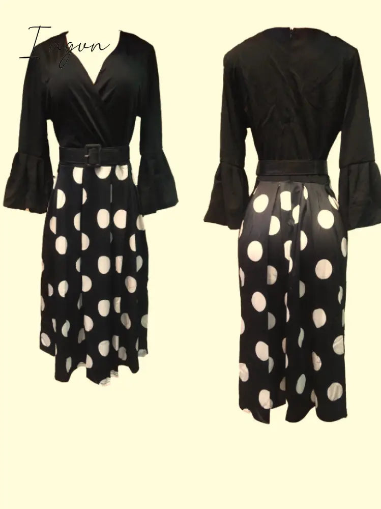 Ingvn - new summer elegent fashion style african women printing plus size polyester dress L-3XL