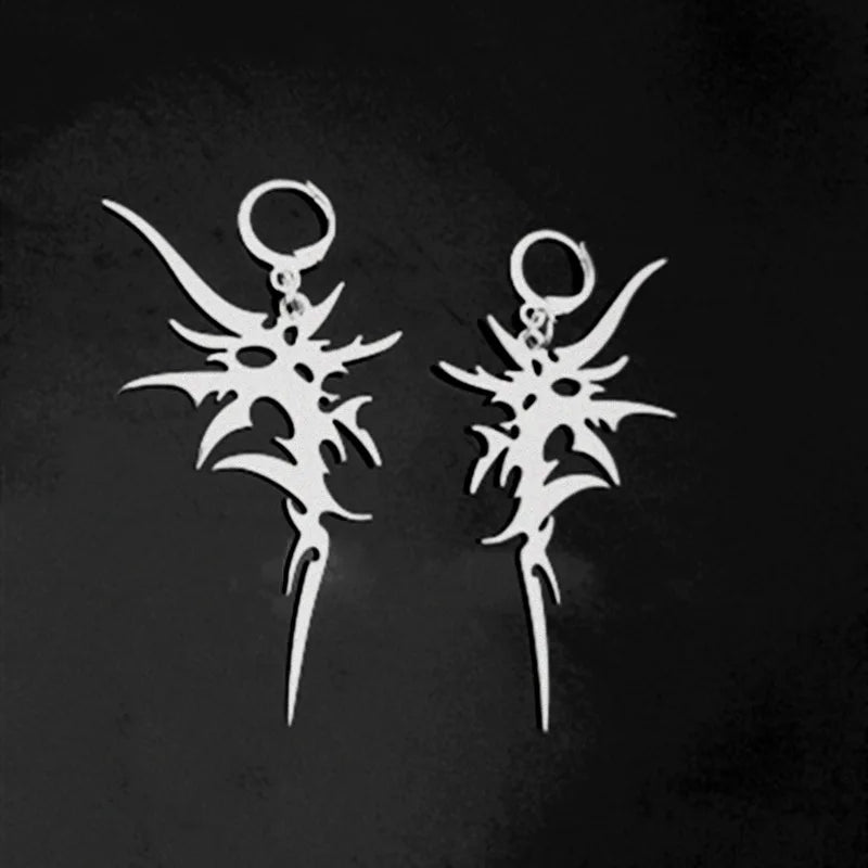 INGVN  Grunge Accessories Thorns Letter Earrings Punk Charm Drop Earring for Women Irregular Earring  Korean Fashion Jewelry Aesthetic