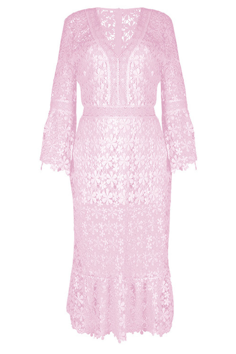 Fashion Street Solid Patchwork V Neck Princess Dresses(4 Colors)