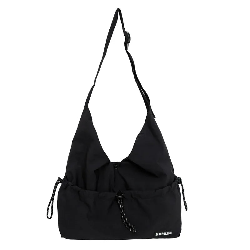Ingvn  Japanese Style Lightweight Crossbody Waterproof Unisex Shoulder Bag Drawstring Portable Workbag Student Versatile Backpacks