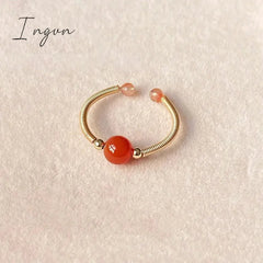 New Fashion Simple Colorful Crystal Natural Stone Opening Ring for Women Exquisite Copper Ring Sweet Elegant Party Jewelry