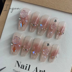 Punk Dragon Charms Press on Nail Artificial Long False Nails XS Black Dragons Goth Presson Tips Butterfly Fake Nail y2k Pressons