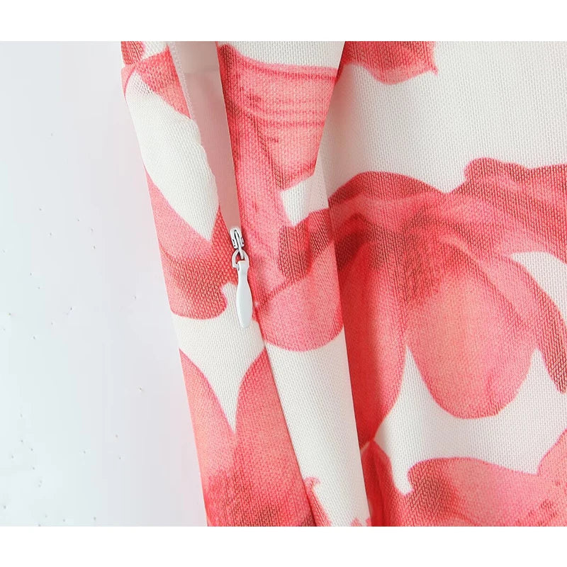 Sexy Women Floral Print Sling Mesh Dresses Thin Straps Skinny Slim Waist Hem Slit Bodycon Mini Dress Summer Robe