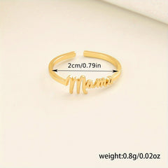 Chic 'Mama' Golden-Tone Adjustable Ring - Perfect for Casual Attire & Gifting