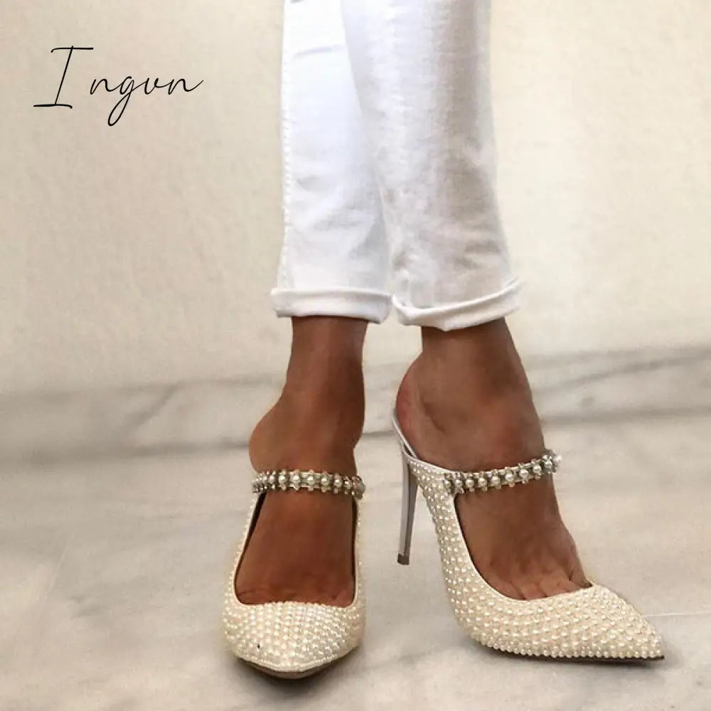 Ingvn - Chic Women Pearl Detailed High Heels