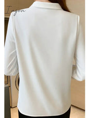 Spring Fashion New Elegant Bow Women Shirt Vintage White Lady Long Sleeves Blouses Female Casual Streetwear Tops Clothes