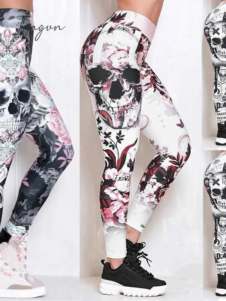 Ingvn - Multicolor Black Pink Halloween Print S M L XL XXL