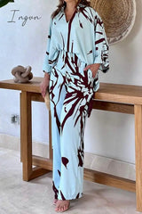 Ingvn - Casual College Print Pocket V Neck Two Pieces