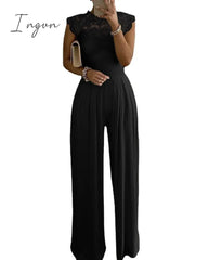 Ingvn - White Long Trouser Wide Leg Jumpsuits Pant Ladies Fashion Loose Casual Lace Jumpsuit Female Clothing Sleeveless Club