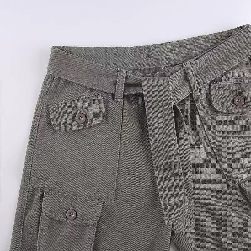 Voguable  Fashion American Trousers High Street Retro Gray Cargo Pants  Woman Sexy Low Waist Baggy Pants Casual Trousers Streetwear