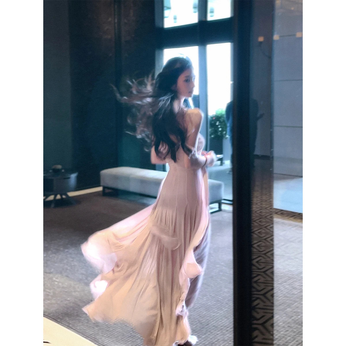Elegant Wedding Evening Party Midi Dresses for Women Summer New Spliced Mesh French Sexy Sleeveless Pink Female Clothing
