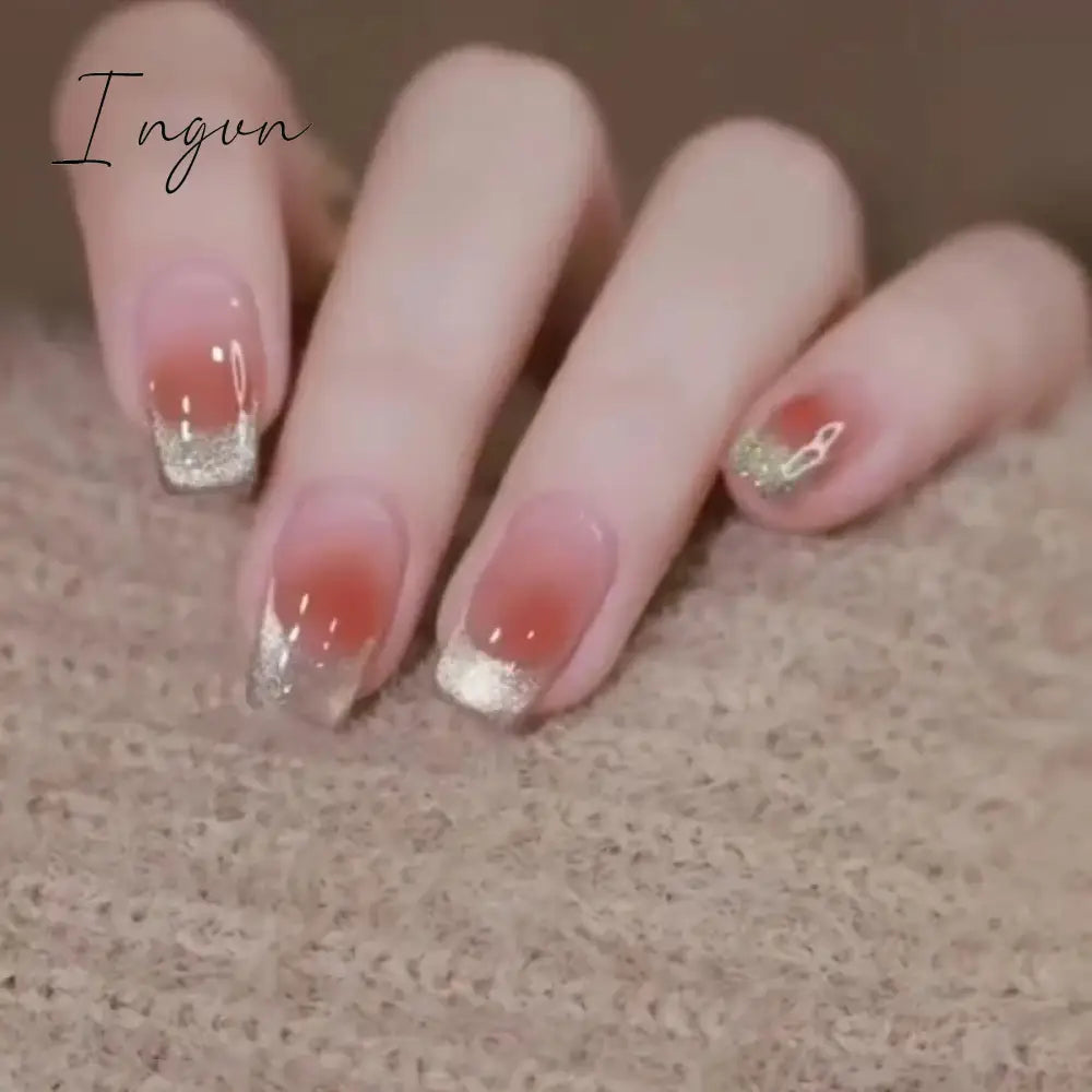 24pcs detachable cat eyes red wine false nails with glue full cover ballet square almond shiny acrylic press on fake nails tips
