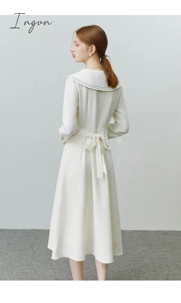 Ingvn - Elegant Women Dress Vintage Long Sleeve Black Y2K New Korean Fashion Casual Office Ladies High Quality Autumn Midi Female Dress
