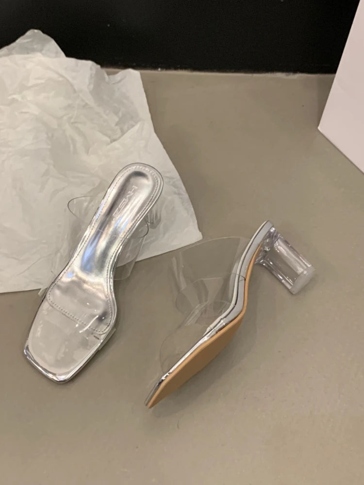 Ingvn  Summer  Transparent Slides Clear Shoes Open Toe Heeled Women's Slippers and Ladies Sandals Outside Non Slip Unique Footwear