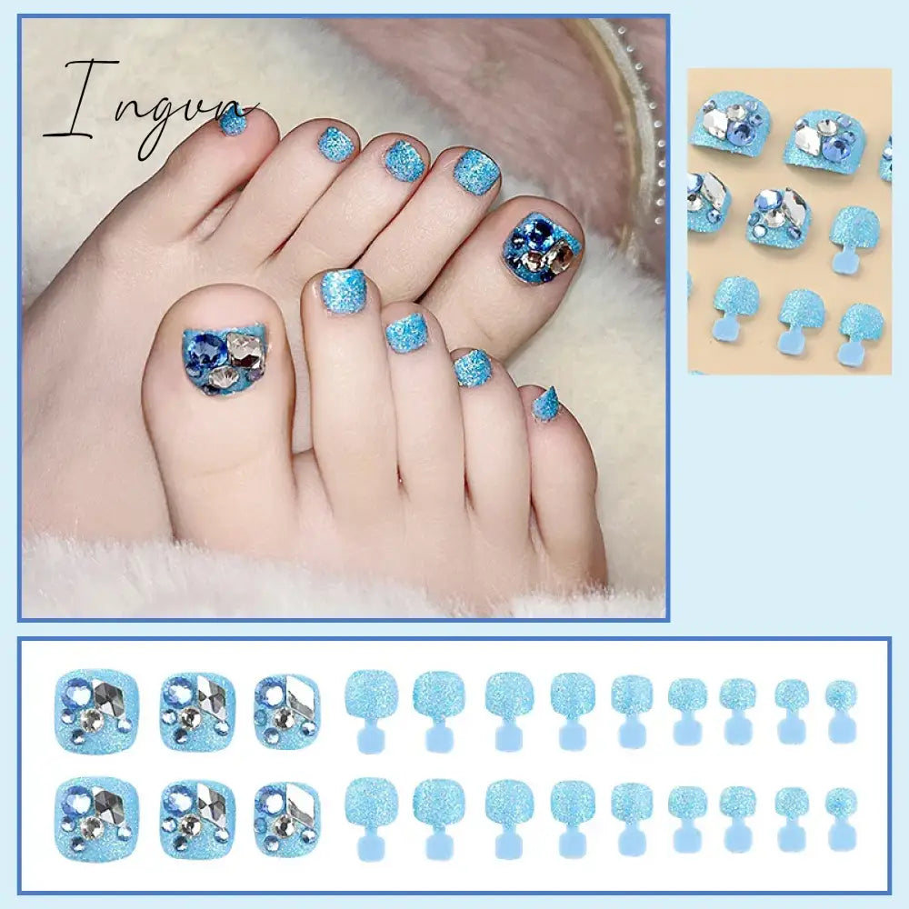 Nails STILETTO Fake Nail Tips 12pcs/Box Metallic False Nail Art Manicure Press on Nails Mirror Look