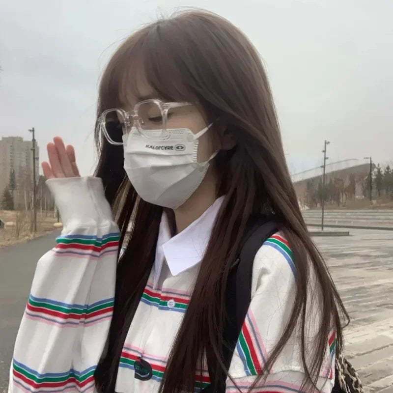 INGVN  Korean Transparent Glasses Frame Women Lovely Plain Glasses Men Eyewear Cute Decorative Computer Glasses