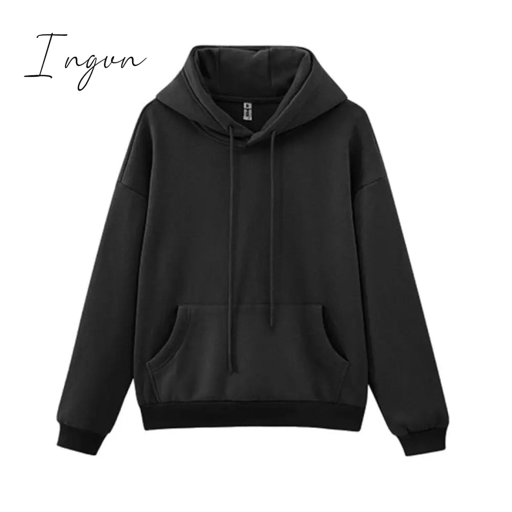 Ingvn - toppies Womens Tracksuits Hooded Sweatshirts Autumn Winter Fleece Oversize Hoodies Solid Pullovers Jackets Unisex Couple