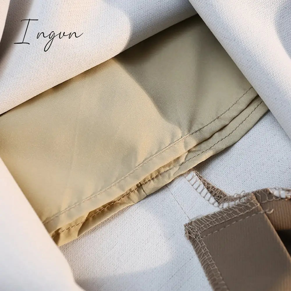 Ingvn - Fashion Elegant Formal Skirts Women Autumn New High Waist Drape Suit Long Brown Skirt Zipper Female
