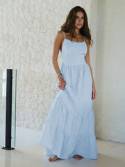 suspender dress Europe and the United States hot sexy backless straps super long cake skirt suspender dress