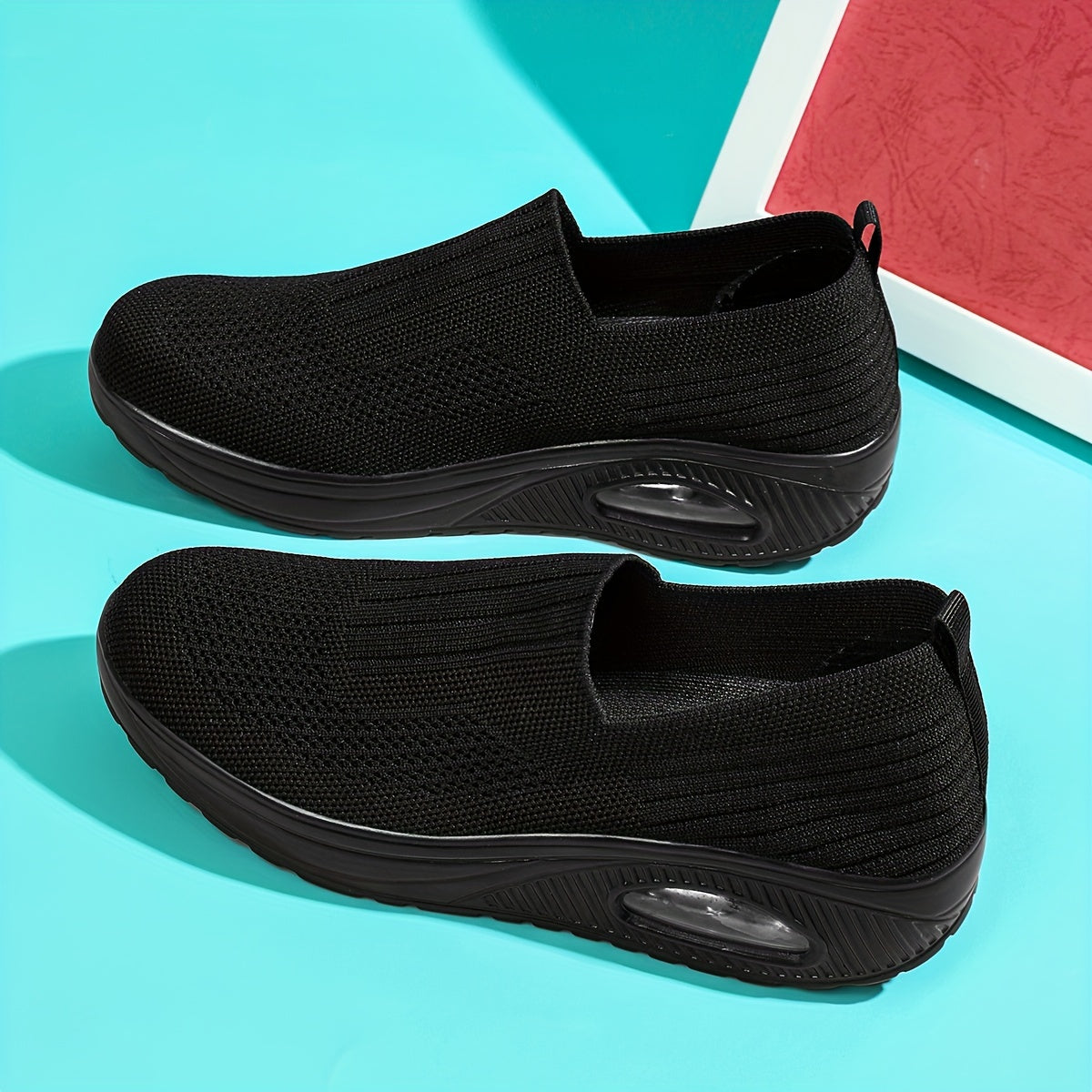 Ultra-Comfy Striped Air Cushion Slip-on Platform Sneakers - Lightweight, Breathable, Normal Support, Spring & Autumn Essential - Womens Normal Pronation Walking Shoes