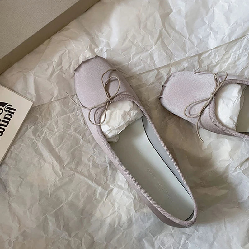 Spring Bowtie Ballet Shoes Fashion Shallow Slip on Women Flat Loafers Shoes Ladies Casual Outdoor Ballerina Shoe Mocasines