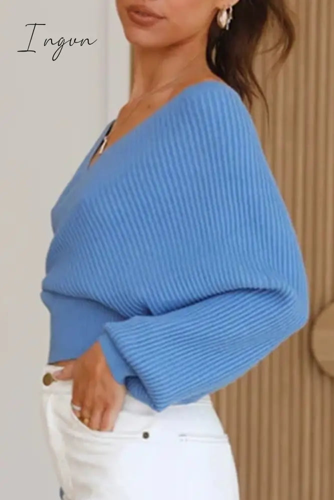 Ingvn - Sexy Simplicity Solid Fold V Neck Tops