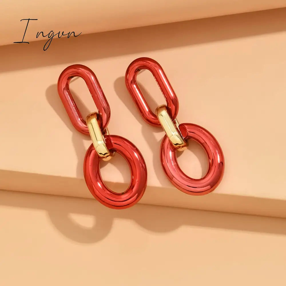 Ingvn - Acrylic Link Drop Earrings Trendy Resin Geometric Chain Pendant Earrings New 2023 Hanging Choker Earrings Fashion Women Jewelry