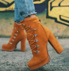 Ingvn - Chunky Stacked Heel Booties