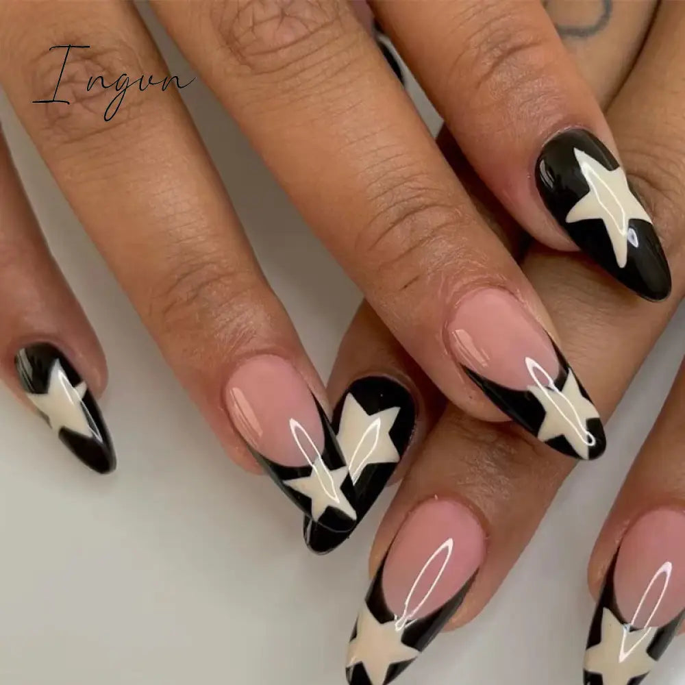 24Pcs Cute Oval False Nails Reusable And Adhesives Aesthetic False Almond Nails Complete Nail Kit Acrylic Press On Set For Gel