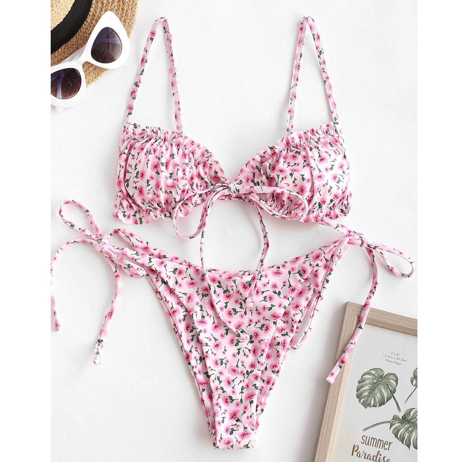 Women's Summer /Leopard Print Swimsuits Bikinis Two-Piece Halter Bandage Beachwear Brazilian Biquini Swimwear