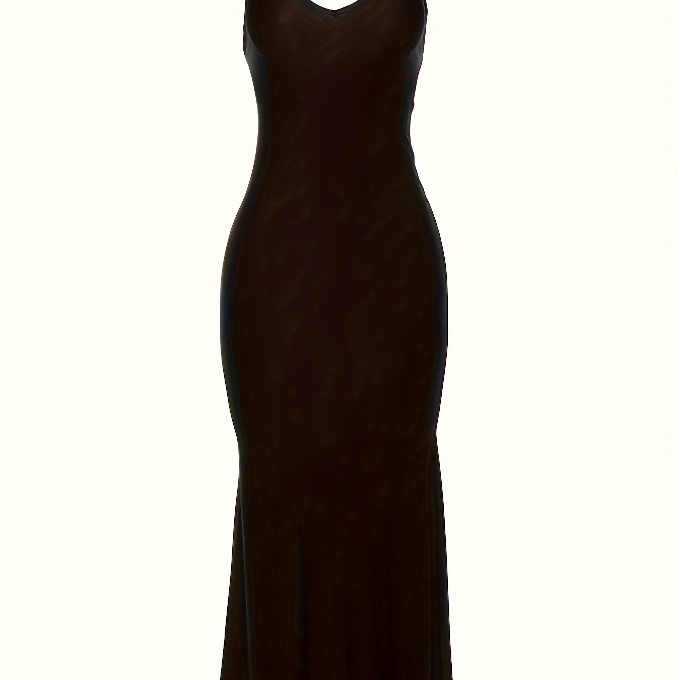 Alluring V Neck Spaghetti Strap Backless Dress - Seamless Solid Bodycon for Night Out - Fashionable Womens Clubbing Gown