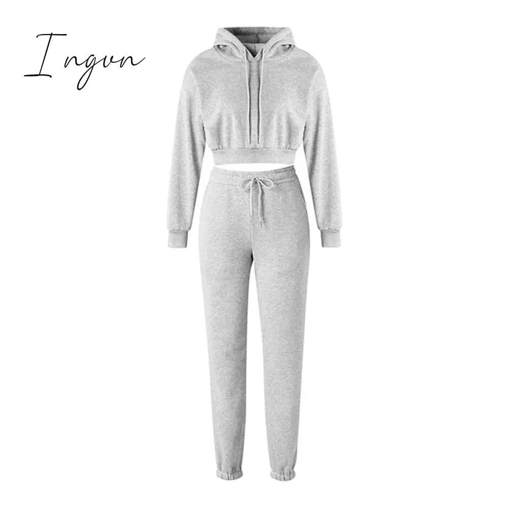 Ingvn - Winter Fashion Outfits for Women Tracksuit Hoodies Sweatshirt and Sweatpants Casual Sports 2 Piece Set Sweatsuits