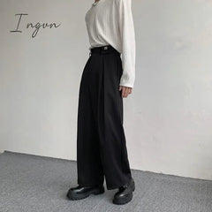 Ingvn - 2023 New Black Suit Pants Men Fashion Social Mens Dress Pants Korean Loose Oversized Wide Leg Pants Mens Formal Trousers M-2XL