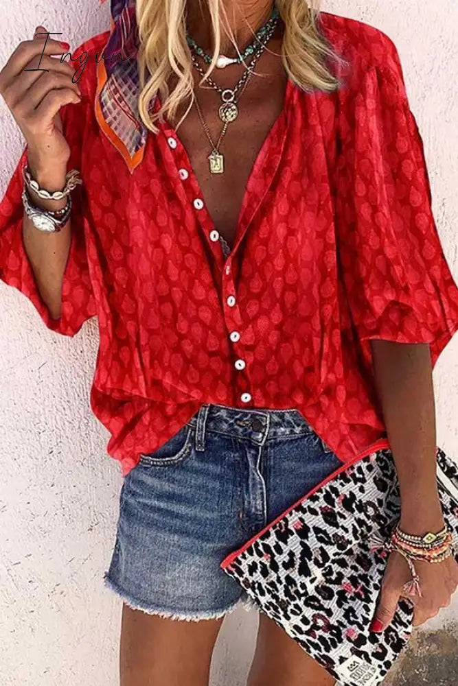 Ingvn -  Solid Color Button Loose Shirt(4 Colors)