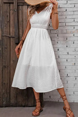 Ingvn - V-Neck Ruched Sleeveless Mini Dress