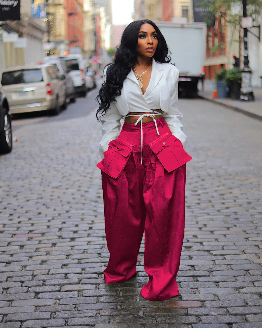 Ingvn  Cargo Pants Women  Summer Fashion Women's Casual Pant Streetwear Ins Detachable 3D Pocket High Waisted Wide Leg Pants