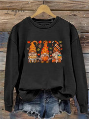 Ingvn - Women's Pullover Christmas Sweatshirt Fashion Black White Purple Gnome Christmas Round Neck Long Sleeve Top Micro-elastic Fall & Winter