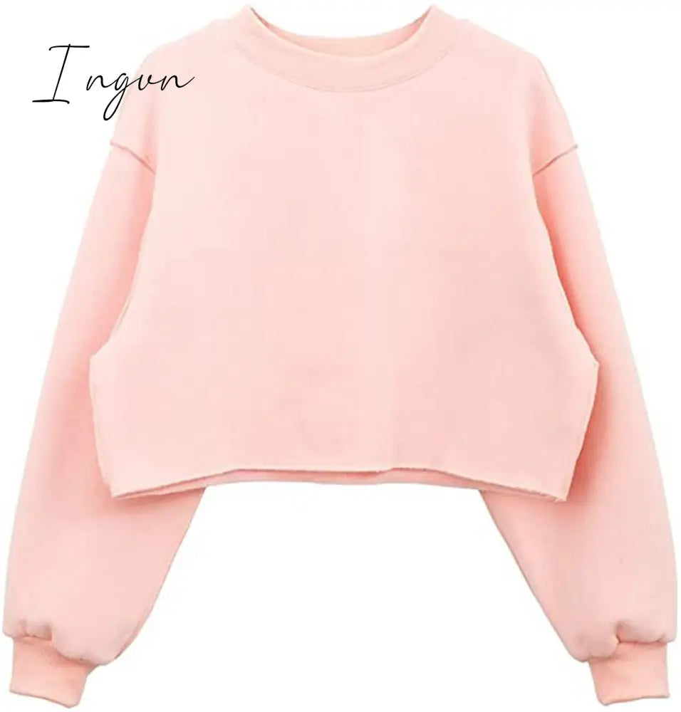 Ingvn - Thick Cotton Oversized Women Sweatshirt Hoodies Casual Loose Long Sleeve Harajuku Streetwear Crop Pullover Plus Size Ropa Mujer