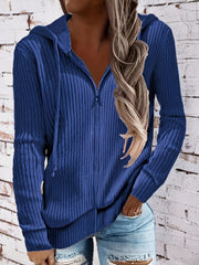 Zip Up Drawstring Hoodies, Casual Soldi Long Sleeve Sweatshirt, Women's Clothing